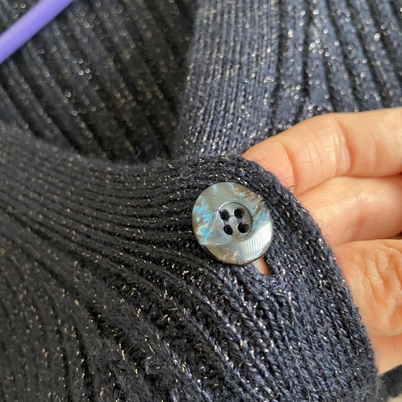 Adrienne Vittadini wool cardigan with lurex size M Black - Picture 4 of 8